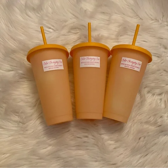 Orange Color Changing Cups - New - Bundle of 3 - Picture 2 of 9